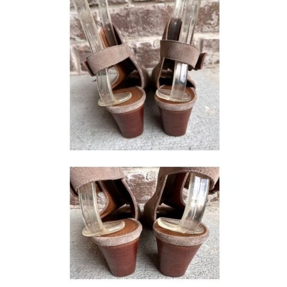 Frye Co Suede Donna Slingback Sandals Sz 9M Ash Suede Leather Heels Peep… - Picture 5 of 12